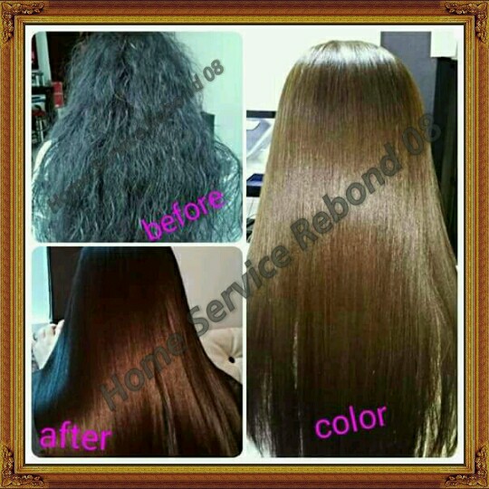 REBOND COLOR BRAZILIAN mura na maganda pa visit our page (HOME SERVICE REBOND 08) for more packages